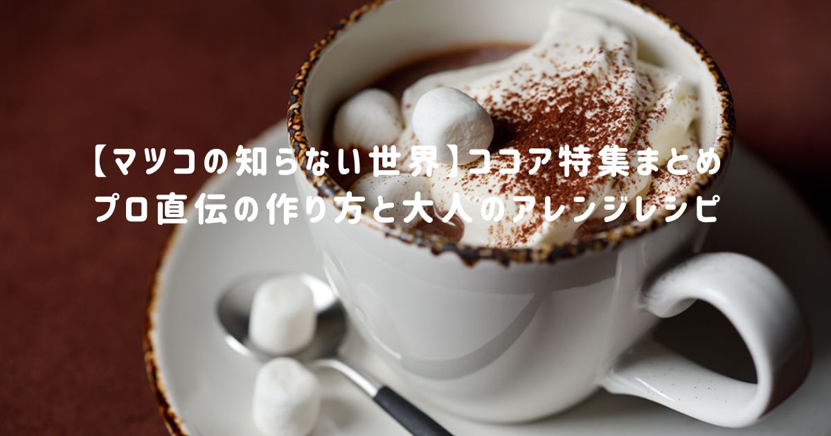【マツコの知らない世界】ココア特集まとめ|プロ直伝の作り方と大人のアレンジレシピ